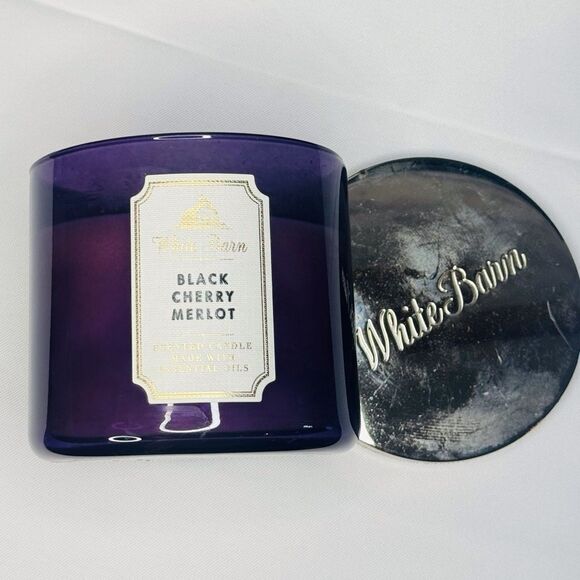 Black Cherry Merlot 3-wick Candle, used slightly - Picture 3 of 5